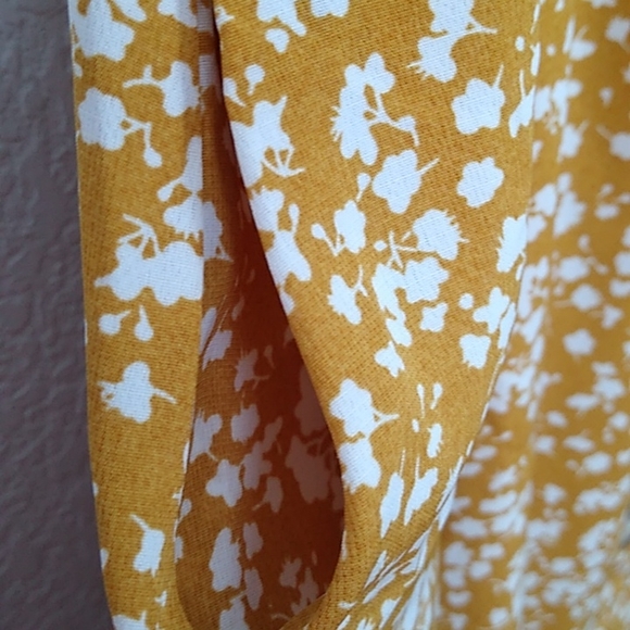 DAVI & DANI- Ditzy Floral, Swing, Ruffled Mini Dress in mustard yellow - Picture 5 of 14